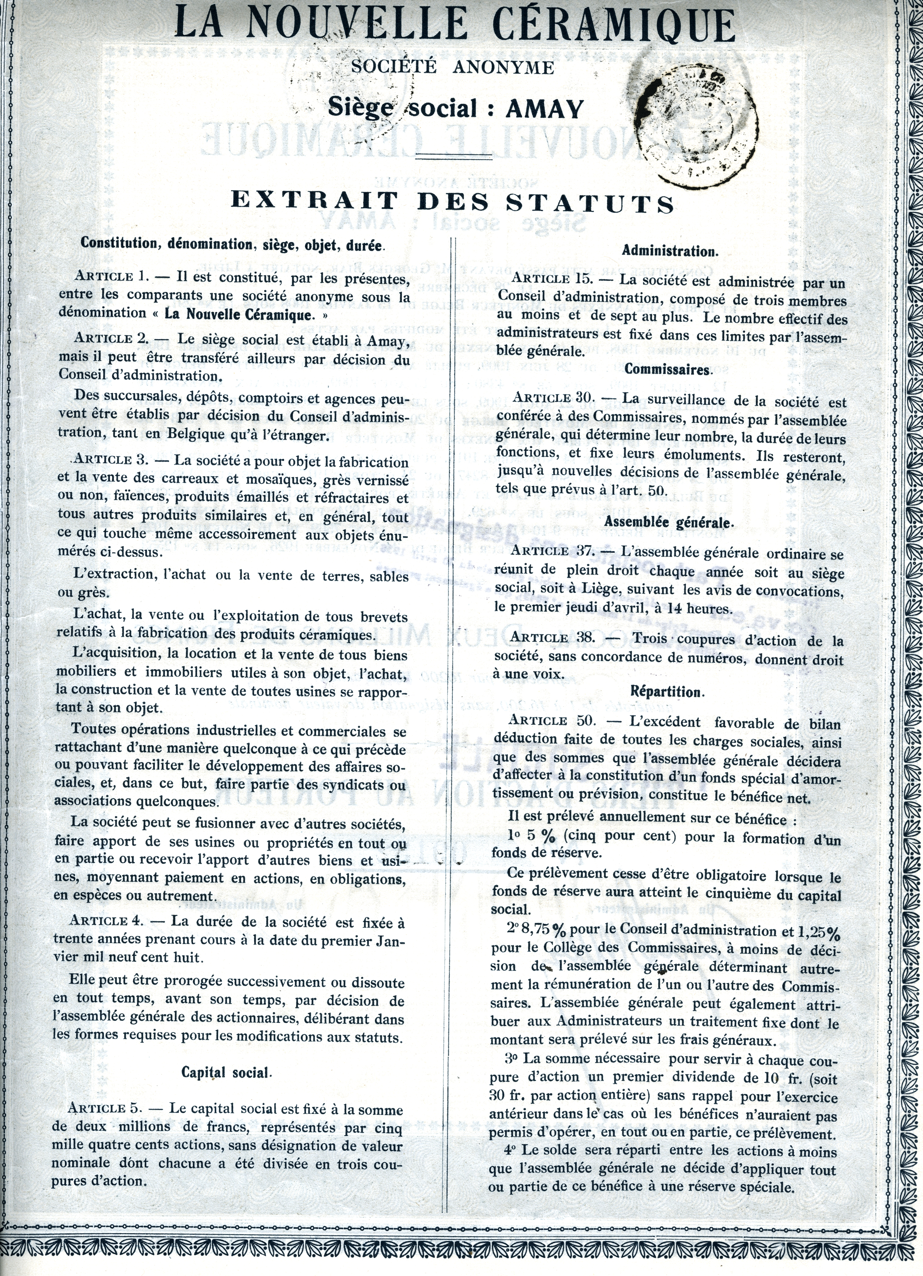 Extrait des statuts